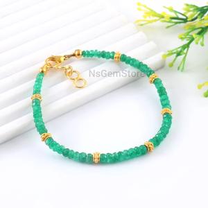 Bracelet de perles Rondelle à facettes émeraude verte pour femmes mai pierre de naissance pour filles bijoux en pierre naturelle - Product Image 3