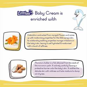 Littloo Crema Hidratante para Bebé con Ingredientes Naturales como Aceite de Coco, Caléndula, Mantequilla Murumuru, Sin Parabenos-50gm - Product Image 6
