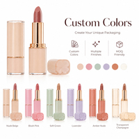 Rouge à lèvres de luxe couleur nude, marque privée, logo personnalisé, capuchon en forme de fleur unique, élégant, hydratant, fini mat, OEM ODM