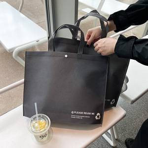 Bán buôn thời trang đơn giản mạnh mẽ xử lý bền phụ nữ đi du lịch tái sử dụng không dệt túi với tùy chỉnh in - Product Image 5