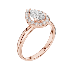 Anillo con Halo de Diamantes de Laboratorio en Forma de Pera de 0.94 CT para Mujer, VVS-VS EF CVD, Oro de 18K, 14K, 10K y Plata 925, Oro Rosa, Amarillo, Blanco - Product Image 4
