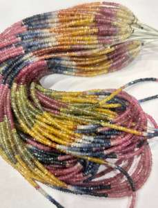 Perles Rondelle à Facettes Multi Saphir Naturel de 16 Pouces de Long Perles de Pierre de 3mm - Product Image 2