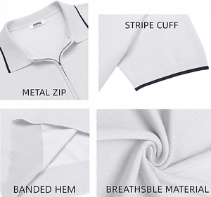 Polo Formal de Alta Calidad para Hombre, Corte Ajustado, Cierre de Cremallera de 1/4 en la Parte Delantera, Cuello Camisero, 100% Algodón de Punto, Diseño Personalizado, Polo de Golf - Product Image 6