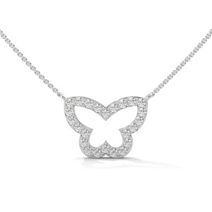 Nouveautés collier de bijoux fins collier pendentif papillon découpé en or 14 carats collier ras du cou - Product Image 3