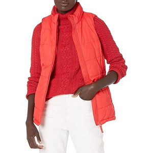 100% algodón Shell 90% pato blanco relleno de plumón con capucha y ligero abajo Puffer chaleco chaqueta para mujeres con diseño Premium - Product Image 1