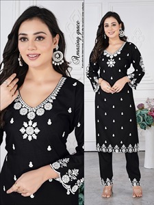 Maruti Fashion MF1677 Designer Rayon Traditional <b>Kurti</b> with Digital Print Knee-Length Women's Casual Wedding Wear - Product Image 2