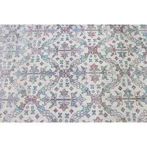 Alfombra Vintage de 3.8x6.4 pies, Alfombra Turca, Alfombra de Lana a Rayas Blancas y Azules - Product Image 5