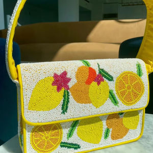 Bolso con cuentas multicolor con asa, bolso de mano, bolso de mano informal, artesanía india, hecho a mano, bolso Baguette, - Product Image 1