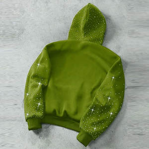 2025 Logo personnalisé solide automne strass sweats à capuche-léger écologique tissu polaire en gros - Product Image 4