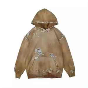 Sudadera con Capucha Lavada al Ácido Personalizada OEM para Hombre y Mujer, Talla Grande, Detalle de Pedrería, Técnica de Teñido Personalizado para Otoño - Product Image 2