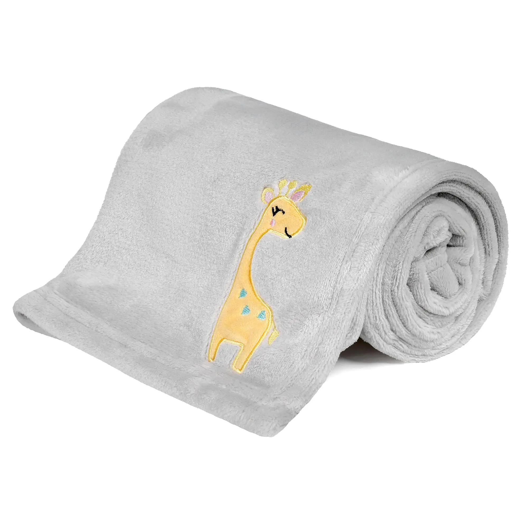 Logo personnalisé girafe mignonne couverture en flanelle à texture veloutée pour poussette bébé garçon pour broderie
