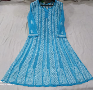 Hermoso diseño en Anarkali estampado de tela con hilo grueso bordado-2019 - Product Image 5