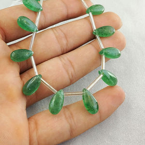 Lisse Poire Forme Loos Perlé Strand Naturel Vert Aventurine Gemme 8 Pouces Long Brin Pour Faire Perle Bijou Pierre De Naissance Charme - Product Image 5