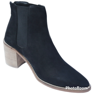 Botines de cuero de nobuk para mujer, botas de cuero de alta moda europea, tacón alto, tendencia de moda, aspecto robusto, 100% - Product Image 2