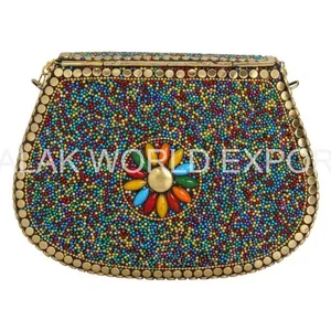 최고의 디자인과 최고 품질의 메틀 클러치 백 단단한 평화 여성용 핸드백 Falak World Export