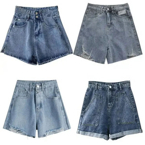 Pantalones cortos de mezclilla rasgados de cintura alta con dobladillo plegable para mujer, pantalones vaqueros de gama alta para mujer, pantalones vaqueros elásticos ajustados, colección de verano - Product Image 4