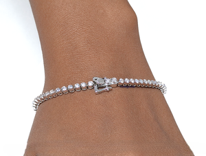 Elegante Pulsera de Diamantes Cultivados en Laboratorio, Oro Blanco de 10K, Certificación IGI, Diseño de Eternidad Completa, 2.60CT, 2mm, VVS, para Mujer - Product Image 3