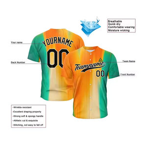 OEM Customized Breathable 100% Polyester <b>Baseball</b> Jersey High Quality Fashion Sports Wear Streetwear - Product Image 3