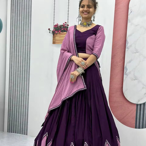 Último diseñador de alta calidad FabZone algodón encaje espejo trabajo Lahenga Choli estampado étnico para adultos bodas indio paquistaní - Product Image 1