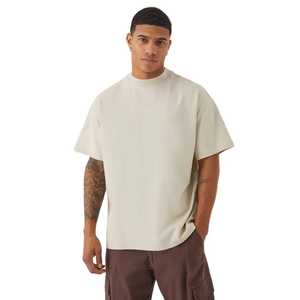 เสื้อยืดผ้าฝ้ายออร์แกนิกสำหรับผู้ชายเสื้อโอเวอร์ไซส์พิมพ์ลายคอสีขาวเปิดไหล่ปล่อยว่างแบบ100% งานตามสั่ง - Product Image 1