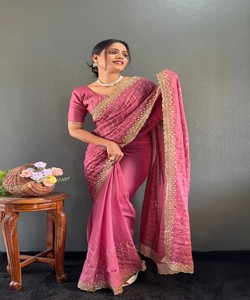MODERNE SOIE BRODERIE MULTI SÉQUENCE TRAVAIL PRÊT À ÊTRE SAREE CHEMISIER SANS COUTURE PRIX DE GROS VÊTEMENT ETHNIQUE Multi Couleur Fête - Product Image 2