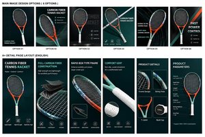 Raqueta de Tenis de Fibra de Carbono Completa, <span class=keywords><strong>Nivel</strong></span> <span class=keywords><strong>Intermedio</strong></span>, Avanzado, Amateur, Alta Elasticidad, Unisex, Profesional, Tamaño de Empuñadura G2, Individual - Product Image 6