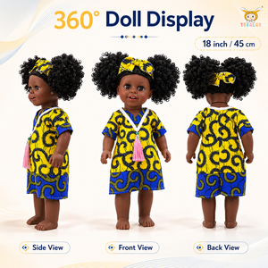 TUSALMO Muñeca Afroamericana de Vinilo Suave con Cabello Rizado Realista de 18 Pulgadas, Personalizada al por Mayor, para Niñas de 3+ Años, Educativa, <span class=keywords><strong>Escala</strong></span> 1:6 - Product Image 2