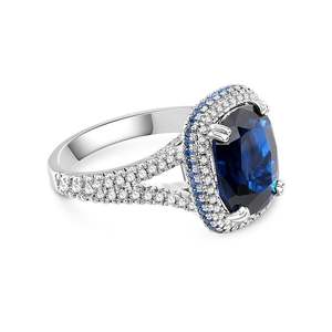 Bague de fiançailles Jeulia en argent sterling avec saphir rose taille coussin 14 carats et halo - Product Image 2