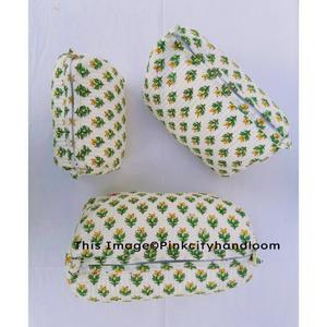 Conjunto de neceser de 3 piezas para mujer, organizador de cosméticos acolchado, hecho a mano neceser impreso, accesorio de maquillaje - Product Image 1