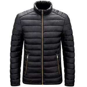 Veste matelassée longue en nylon noir d'hiver sur mesure en gros avec logo, veste à bulles pour hommes, doudounes pour hommes, veste pour hommes 2022, livraison DDP - Product Image 1