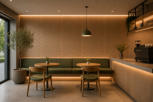 Perforated OSB Acoustic Panels 5mm 8mm Hole Size Industrial Design <b>Sound</b> Absorption For Restaurants Cafes <b>Bars</b> - Product Image 5