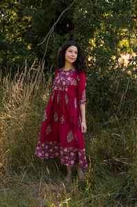 Handcrafted Amélia Bohemian Dress Ethical Cotton Block Print Holiday Dress - Product Image 3