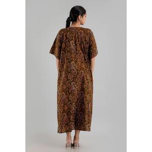Dark Green Maxi Kaftan Dress with Ruffles and Tassels-XS to XL - Product Image 2