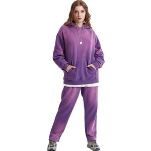 Men's High Quality 500 Gsm Custom Graphic Acid Wash Hoodie Distressed <b>Embroidery</b> Puff Print Cropped Tracksuit 3D Sweatshirt <b>Sets</b> - Product Image 6