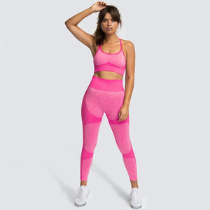 Women's <b>Seamless</b> Gym Fitness <b>Set</b> OEM Crop <b>Top</b> Sports Bra High Waist <b>Leggings</b> Yoga Pants Activewear for Women - Product Image 5