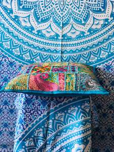 Fundas de Almohada de Algodón con Diseño Patchwork Occidental, Bordado Floral Hecho a Mano, Tejido, 16x16 Pulgadas, Cierre de Cremallera Ecológico - Product Image 6