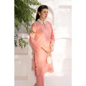 WGK-SKS-DE-2754 เสื้อและกางเกงผ้าซาตินปักลายผ้าไหมซาตินแขนสามส่วนสำหรับฤดูใบไม้ผลิ/ฤดูร้อน - Product Image 2
