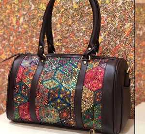 Modèle personnalisé week-end d'affaires en plein air hommes femmes 2 tons luxe en cuir véritable voyage sacs de voyage - Product Image 4