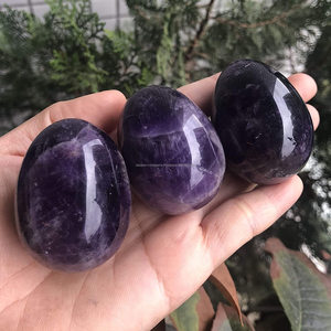 หินขัดไข่สำหรับวันอีสเตอร์ปาล์ม/กระเป๋า/กังวลพลังงานรักษาคริสตัลแสดงหุ่นทรงกลมฮวงจุ้ยอเมทิสต์1.8 "X 1 - Product Image 2