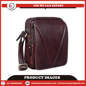 Sac à bandoulière en cuir végan vintage de bohème unisexe Design en cuir véritable noir à double poche Logo-On écologique - Product Image 4