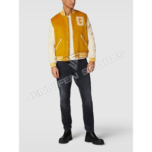 Vente en gros de patchs de broderie OEM Chenillie Varsity Jacket,Shell Wool, manches en cuir, fermeture à boutons, doublure intérieure matelassée - Product Image 2