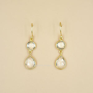 Boucles d'oreilles en argent Sterling 925 faites à la main Quartz blanc naturel pierres précieuses bijoux de mariage à la mode or nouveau Design pour - Product Image 1