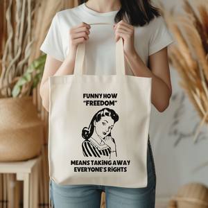 Sac fourre-tout en toile de citation drôle de style rétro vintage sac à provisions réutilisable en coton biologique écologique pour les femmes Message politique - Product Image 2