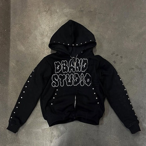 Conjunto de Sudadera con Capucha y Pantalones Deportivos de Invierno, Fabricante Personalizado OEM, Pantalones Holgados de Doble Cintura, Traje Deportivo con Cremallera, 100% Algodón - Product Image 3