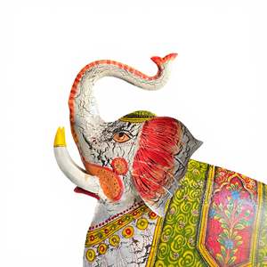 Handmade Royal Painted <b>Elephant</b> Iron Art Featuring Animal Pattern - Product Image 3