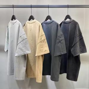 Camiseta de Hombre de Algodón/Fibra de Bambú de Alto Gramaje con Lavado Ácido, Ecológica, de Lona, Personalizable, Lisa, con Diseño Vintage Lavado a la Piedra, Venta al por Mayor - Product Image 2