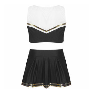 Tenues de cheerleading personnalisées, 100% polyester, logo imprimé par transfert thermique sur le devant, nouveau design, vente en gros de tenues de cheerleading - Product Image 3