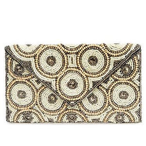 Sac à bandoulière perlé avec broderie et imprimés dans des tons de couleurs chaudes - Product Image 1