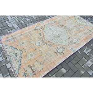 Tapis turc vintage de 4,1 x 8,1 pieds, tapis persan en laine marron - Product Image 2