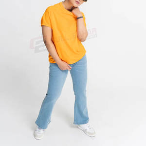 Camiseta de algodón liso para mujer de alta calidad, cuello redondo de manga corta con Impresión digital personalizada a la venta - Product Image 4